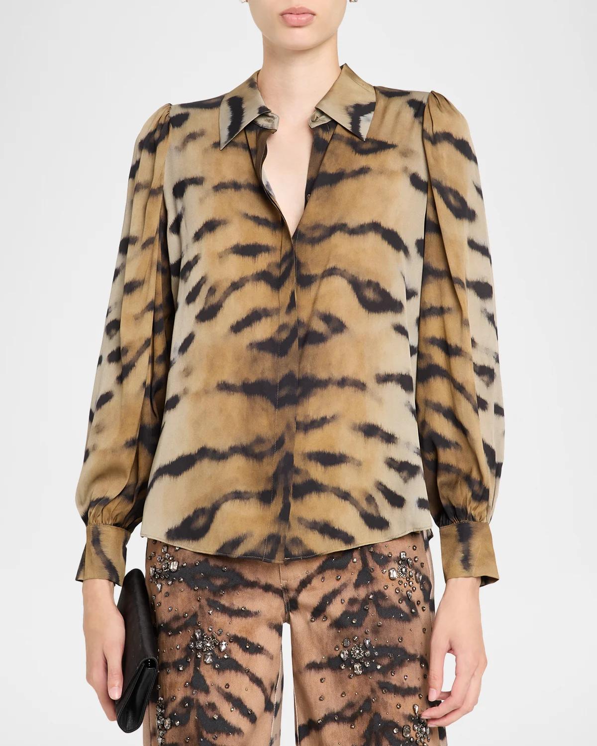 Davis Animal-Print Silk-Blend Blouse - thumbnail 4