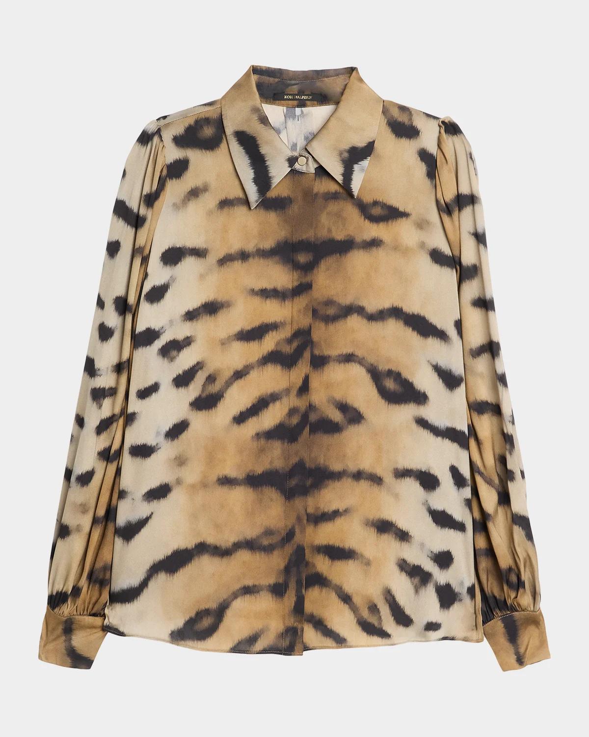 Davis Animal-Print Silk-Blend Blouse