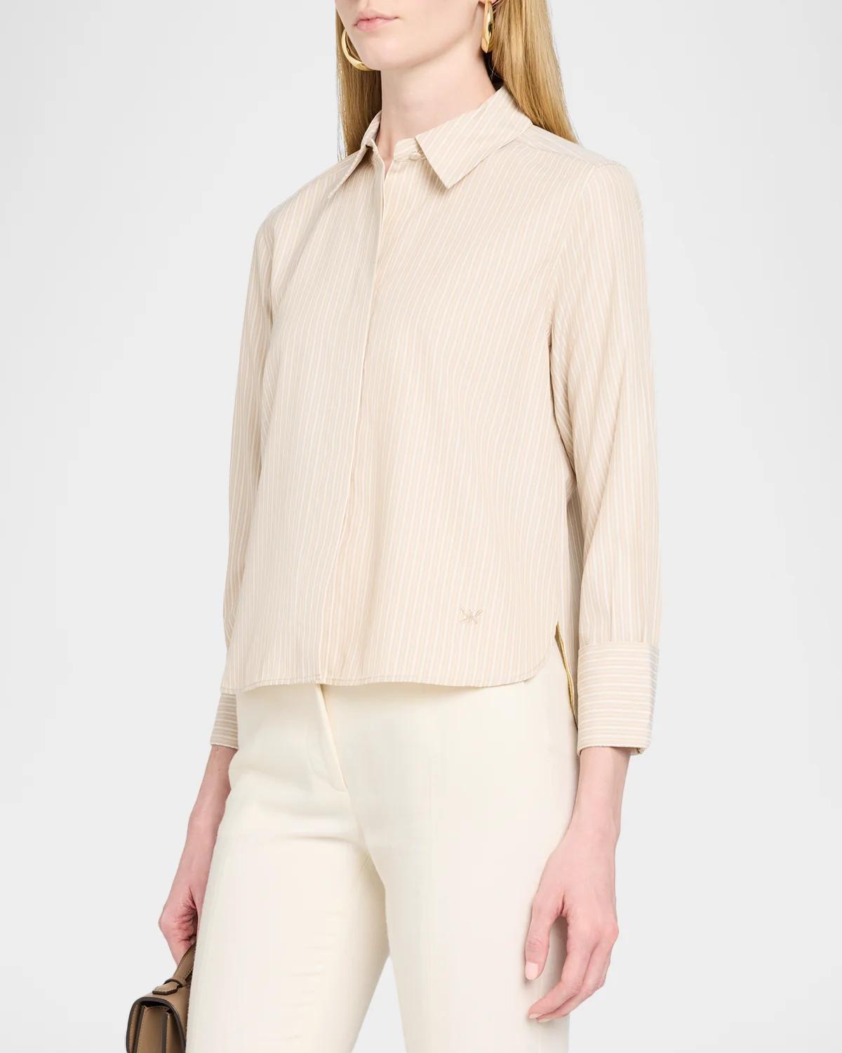 Alexie Striped Button-Front Blouse - thumbnail 9