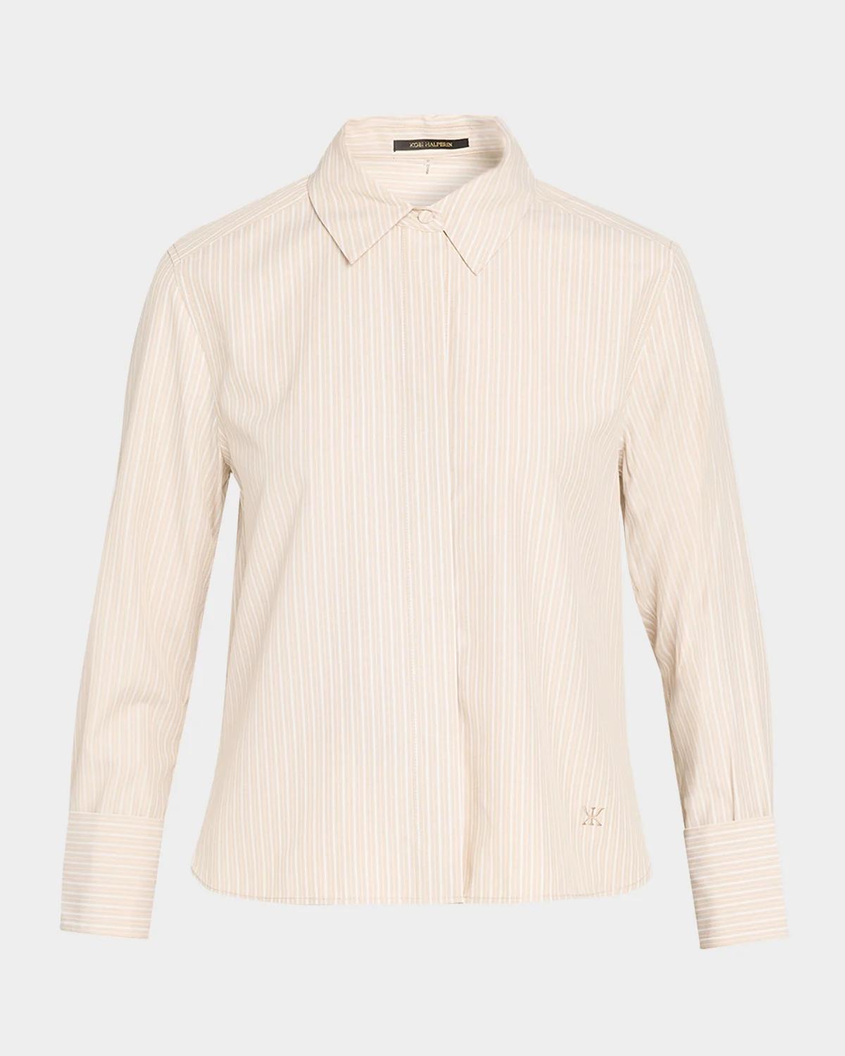 Alexie Striped Button-Front Blouse - thumbnail 6