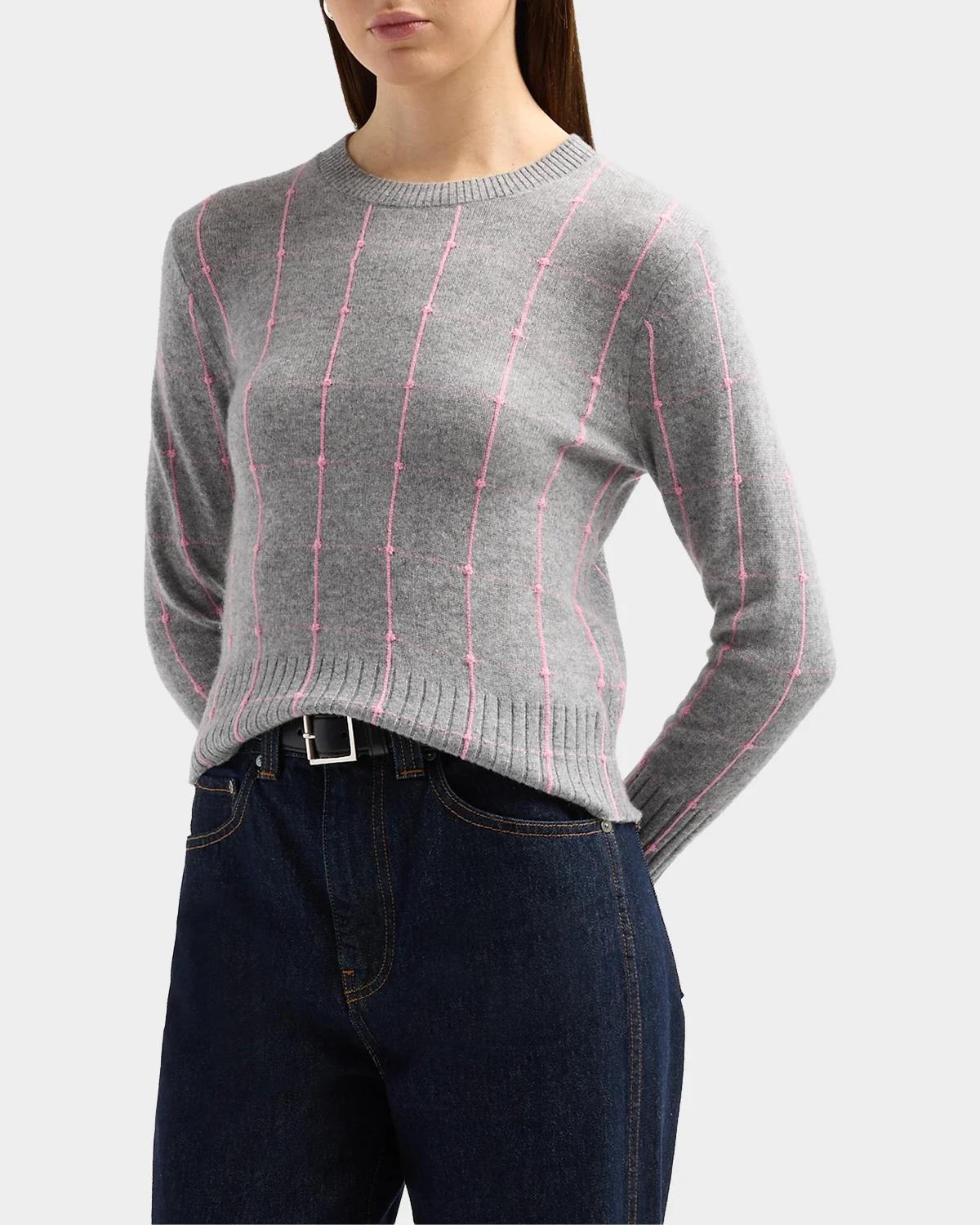 Shrunken Checkered Cashmere Sweater - thumbnail 6