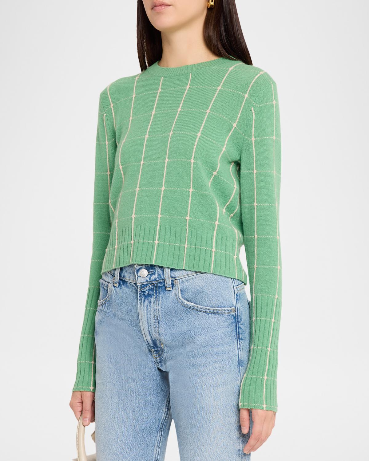 Shrunken Checkered Cashmere Sweater - thumbnail 4