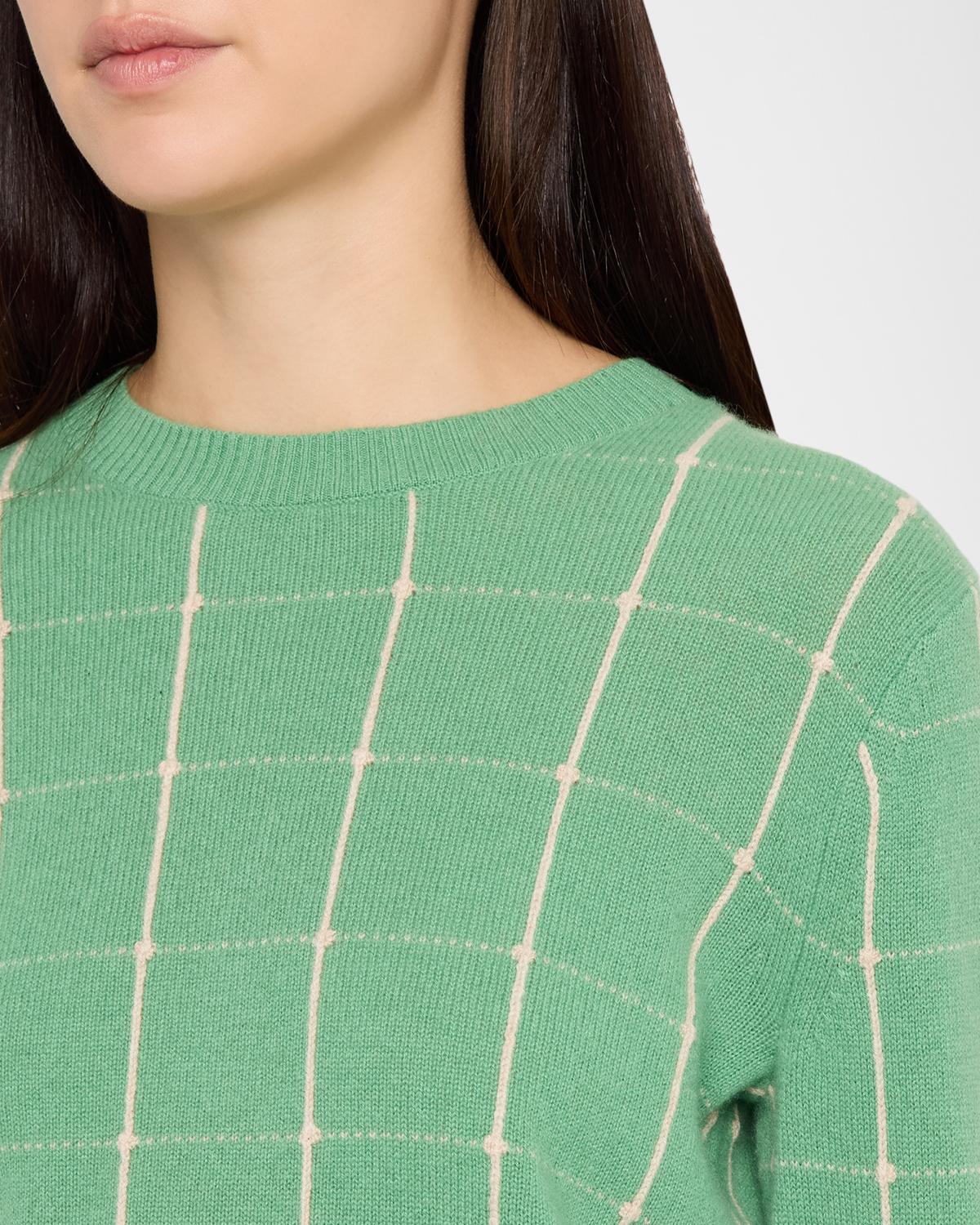 Shrunken Checkered Cashmere Sweater - thumbnail 5