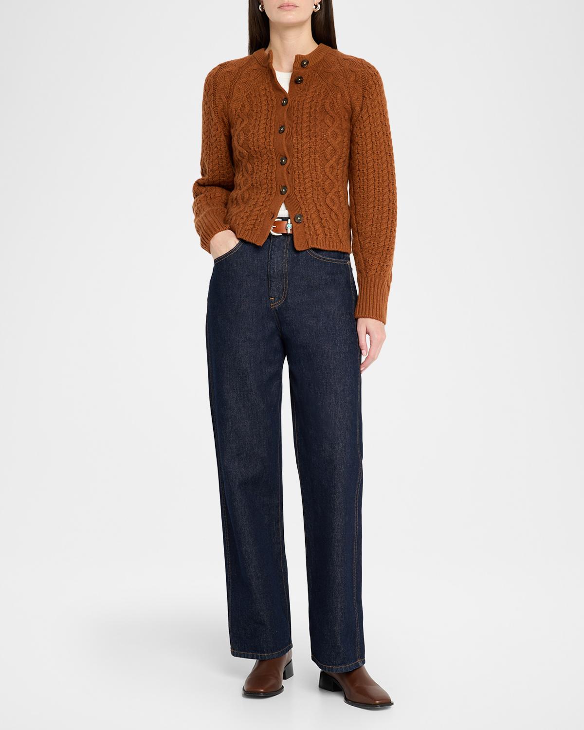 Sculpted Cashmere-Wool Cable-Knit Cardigan - thumbnail 2