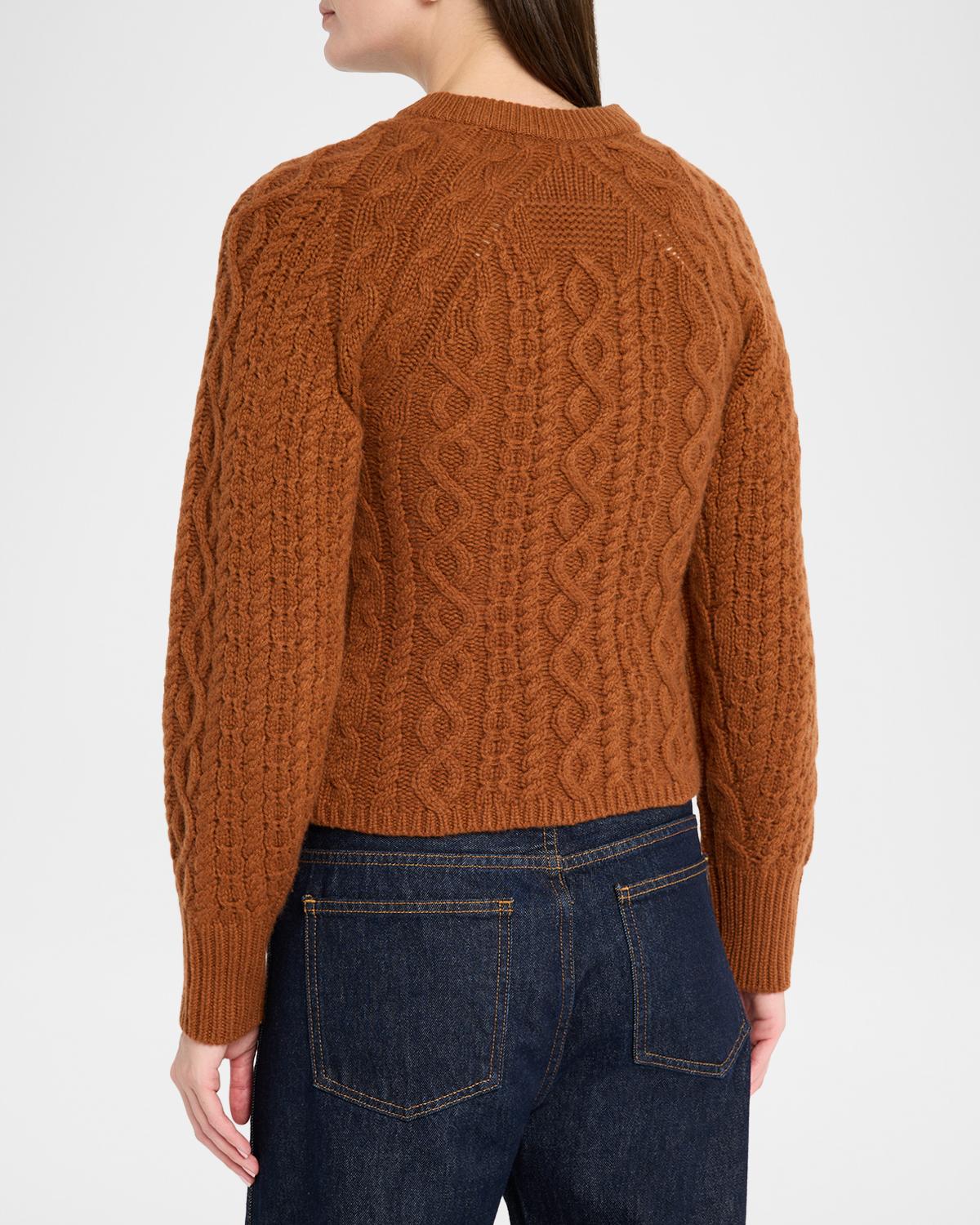 Sculpted Cashmere-Wool Cable-Knit Cardigan - thumbnail 3