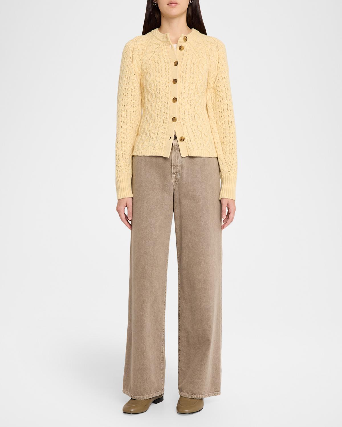 Sculpted Cashmere-Wool Cable-Knit Cardigan - thumbnail 6
