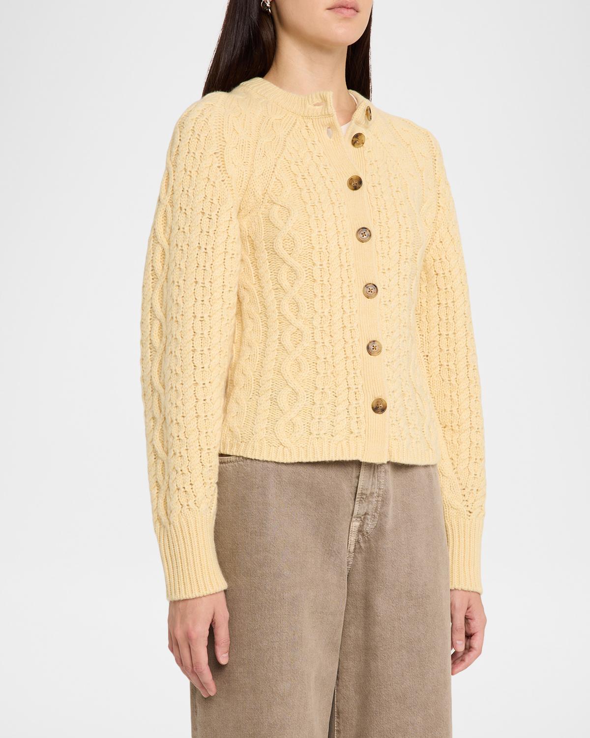 Sculpted Cashmere-Wool Cable-Knit Cardigan - thumbnail 8