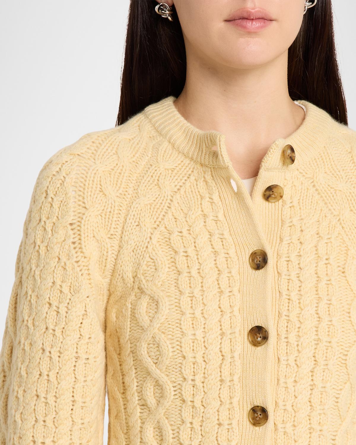 Sculpted Cashmere-Wool Cable-Knit Cardigan - thumbnail 9