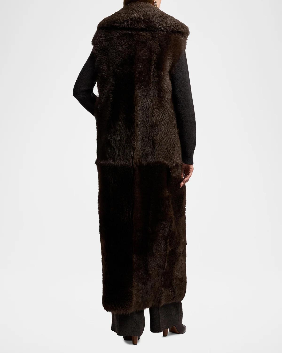 Lamb Shearling Long Vest - thumbnail 3