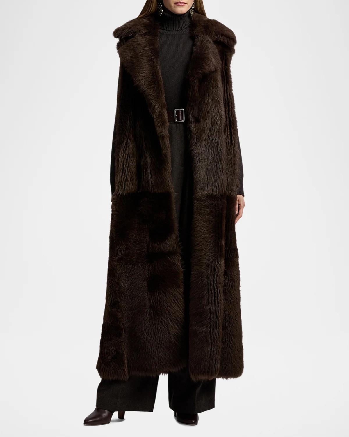 Lamb Shearling Long Vest - thumbnail 4