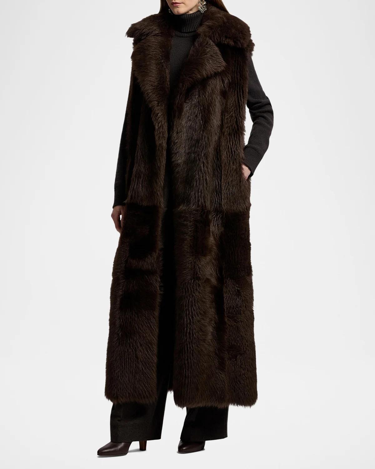 Lamb Shearling Long Vest - thumbnail 5
