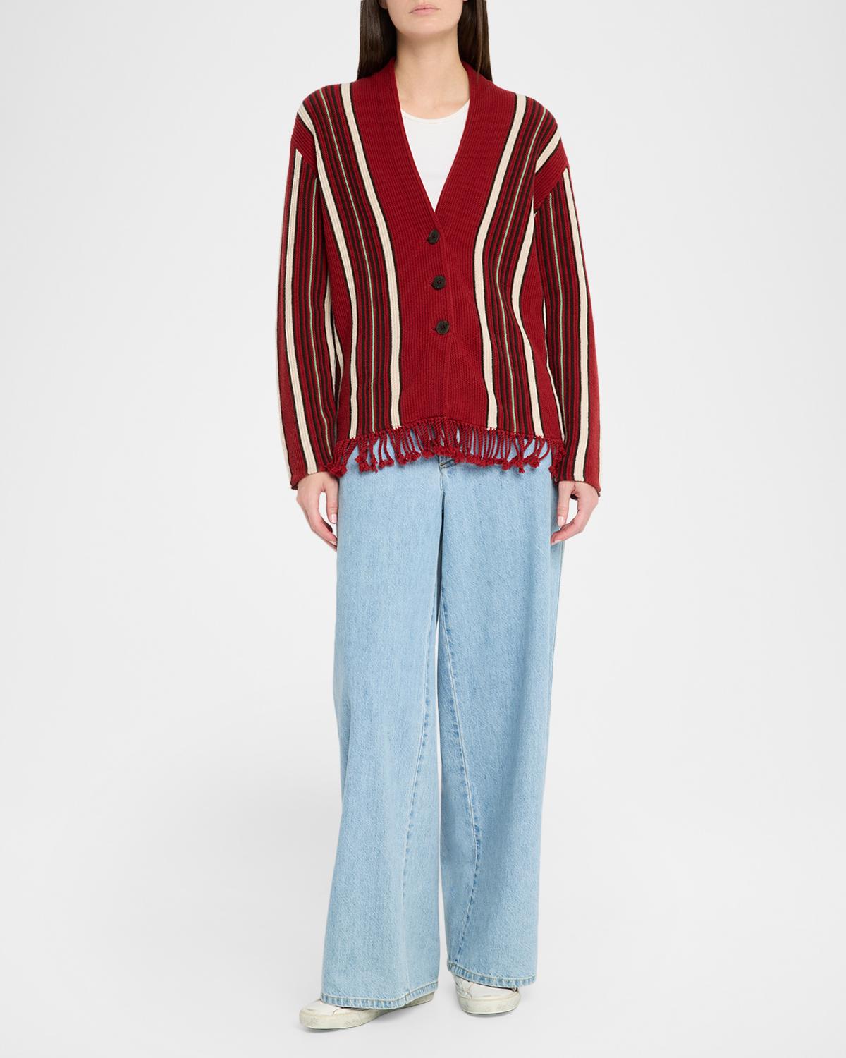 Handloom Striped Cashmere-Wool Cardigan - thumbnail 2