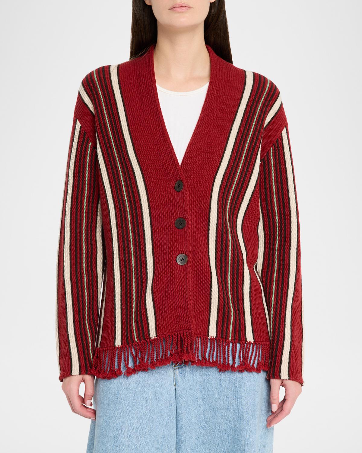 Handloom Striped Cashmere-Wool Cardigan - thumbnail 4