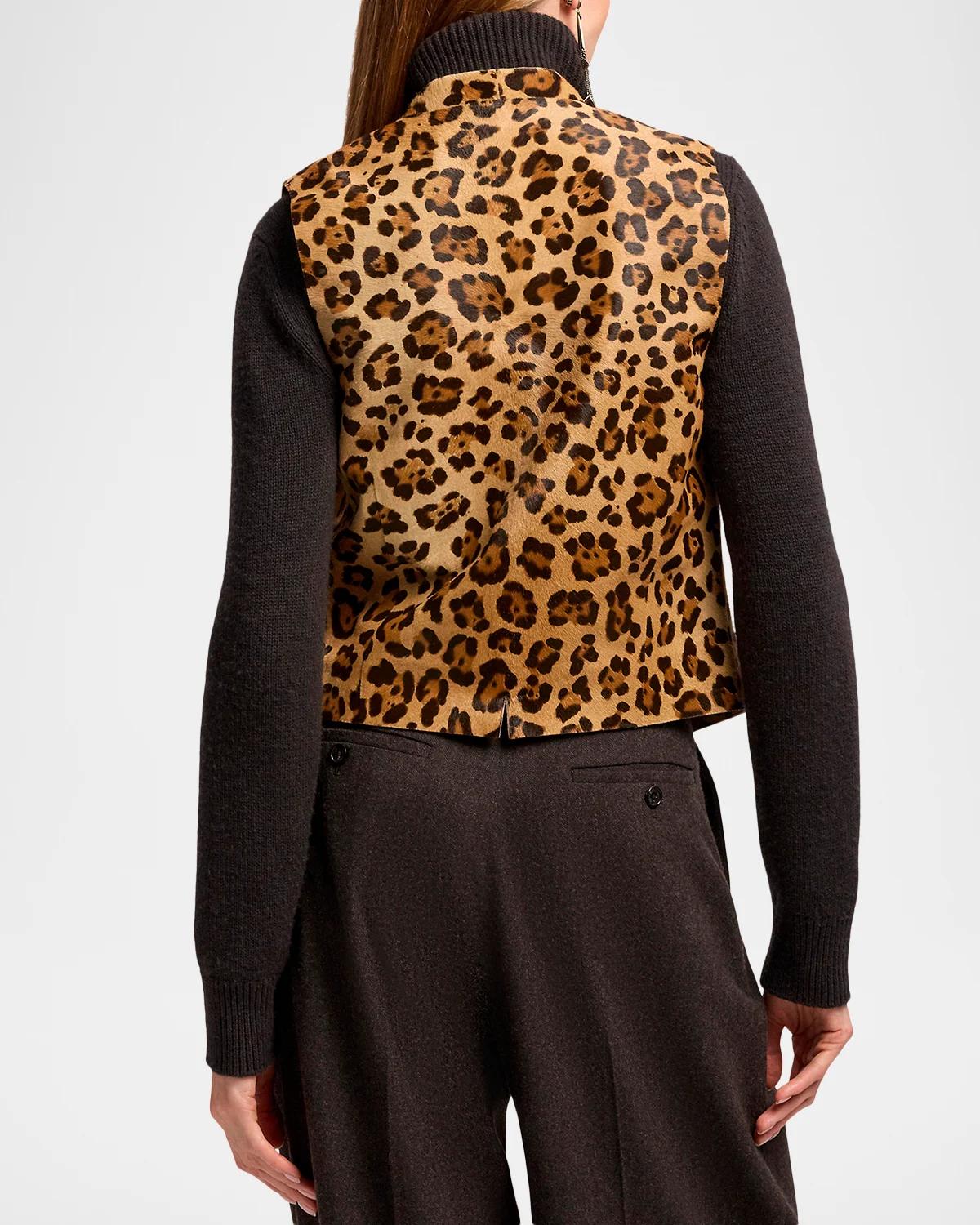 Leopard-Print Pony Hair Vest - thumbnail 3