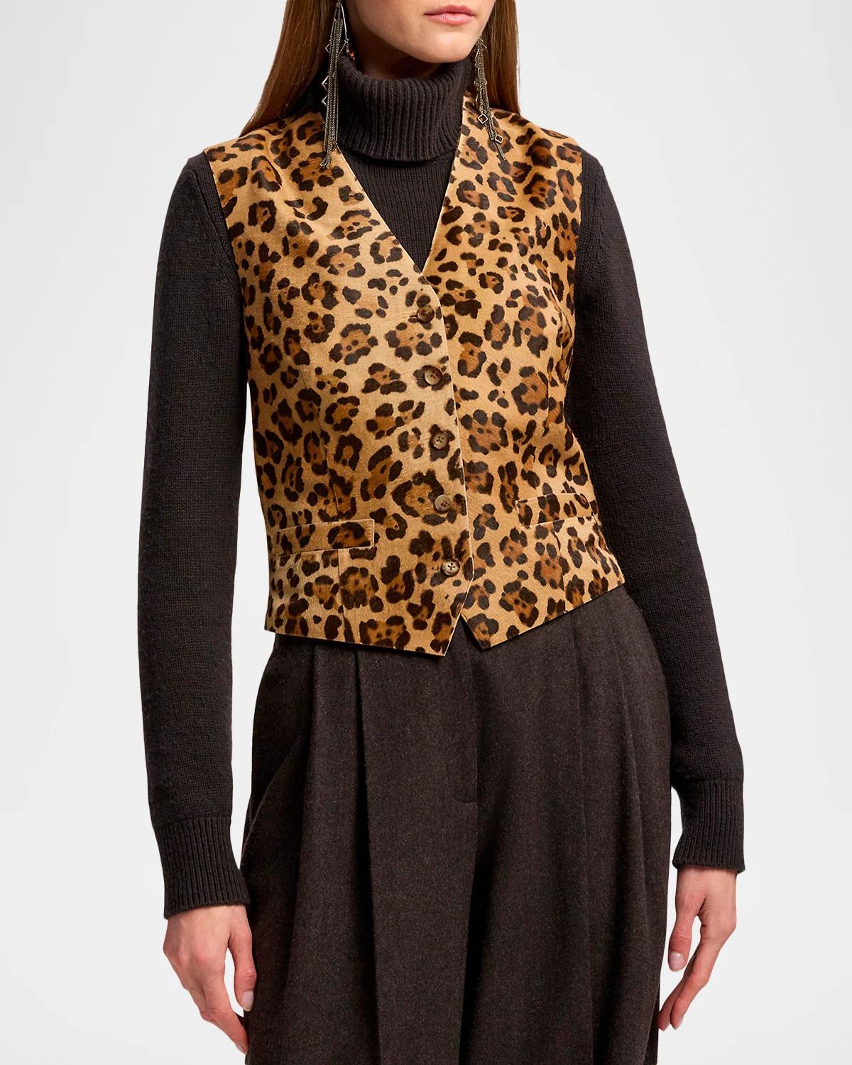 Leopard-Print Pony Hair Vest - thumbnail 4