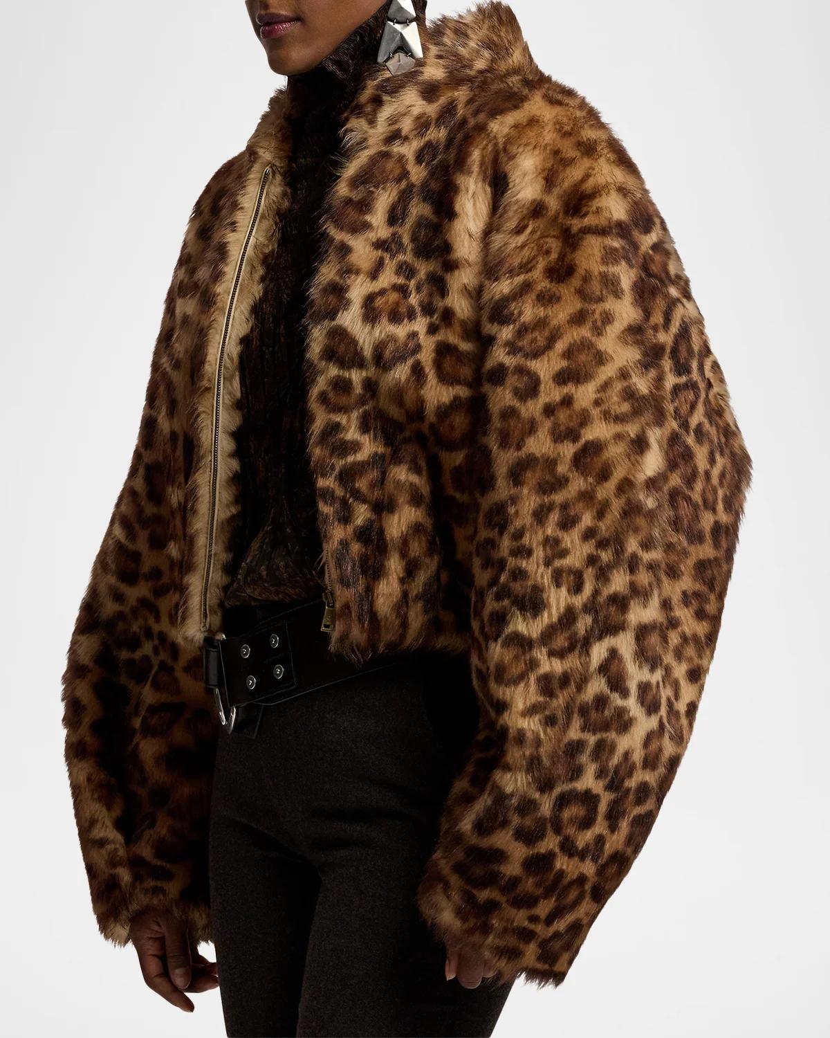 Balvin Leopard-Print Lamb Shearling Coat - thumbnail 6