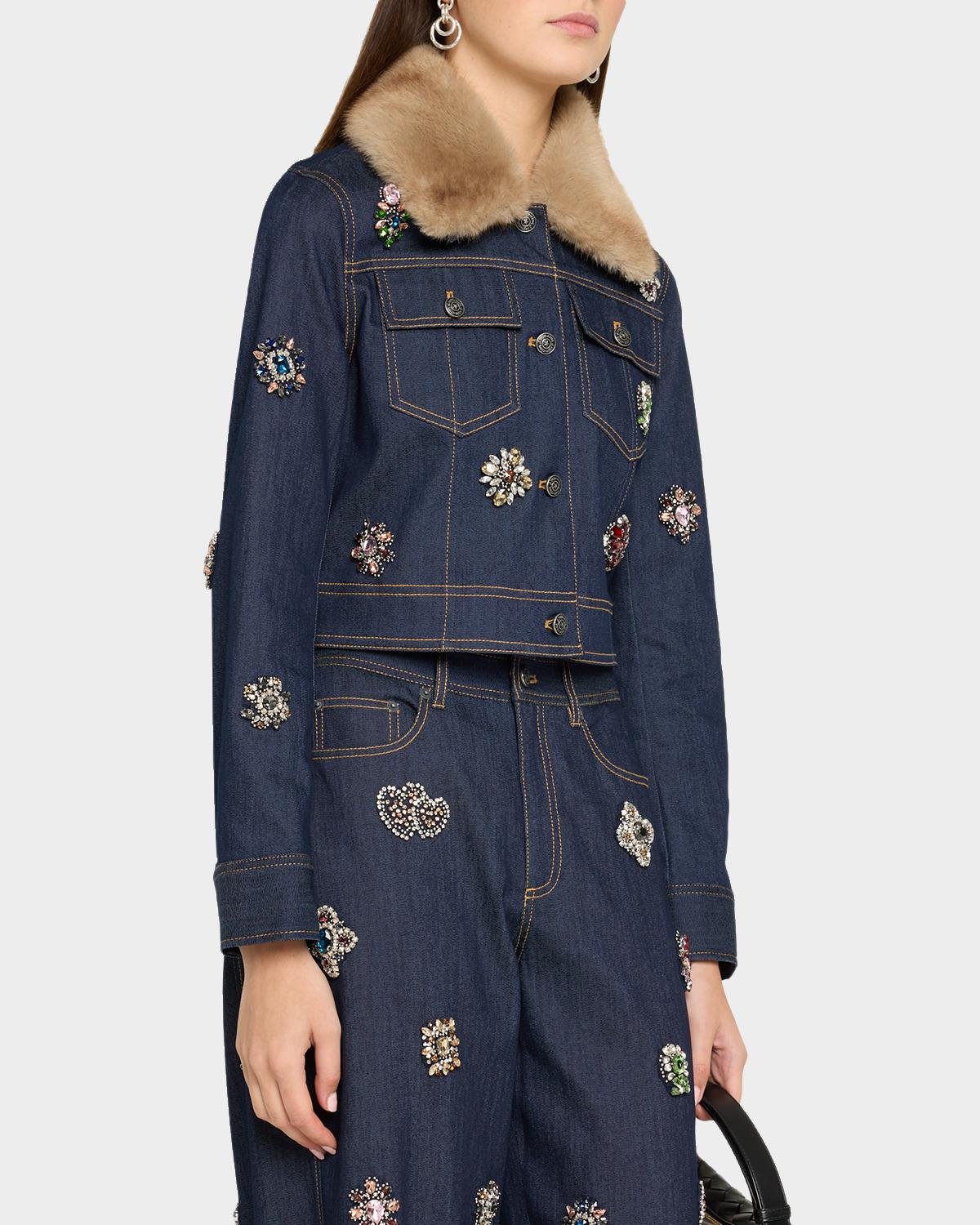 Lexie Faux-Fur Collar Denim Jacket - thumbnail 4
