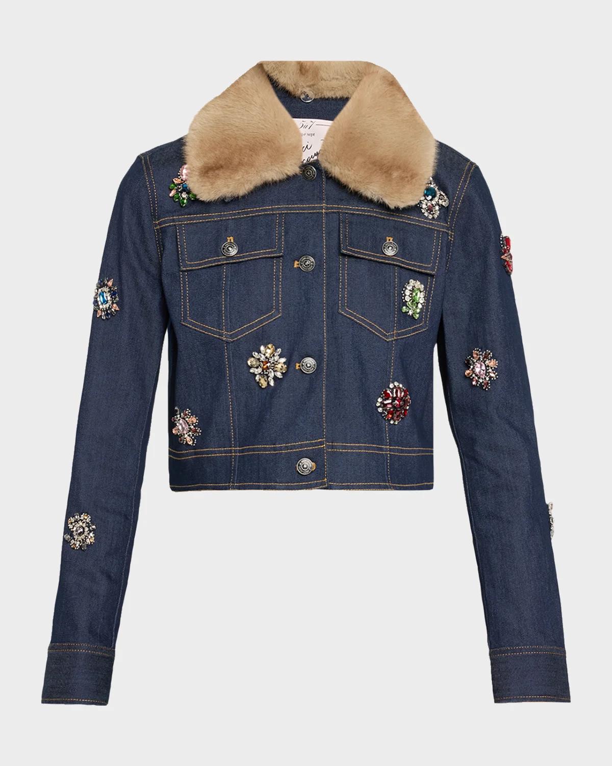 Lexie Faux-Fur Collar Denim Jacket