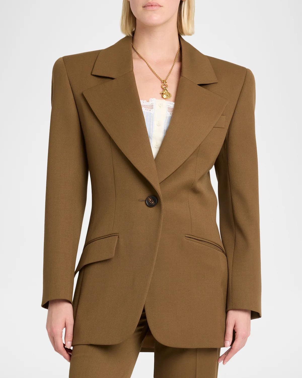 Virgin Wool Notch-Lapel Jacket - thumbnail 4