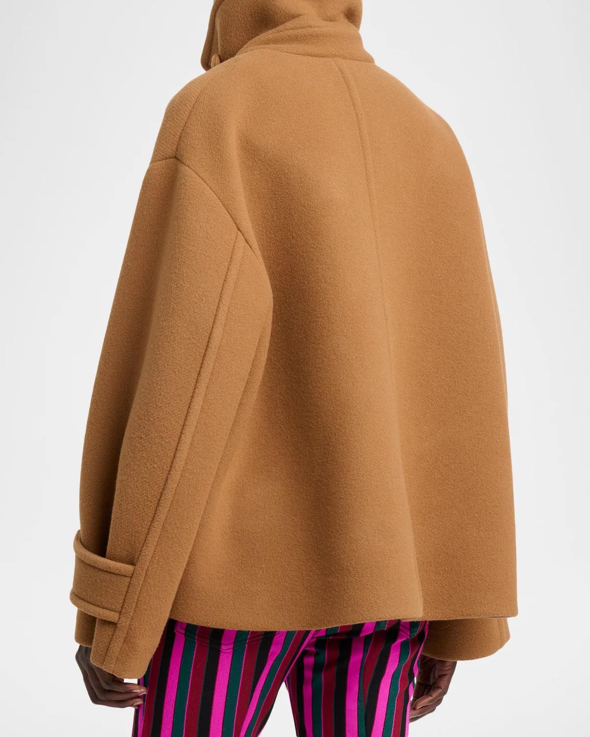Virgin Wool-Blend Double-Breasted Peacoat - thumbnail 3