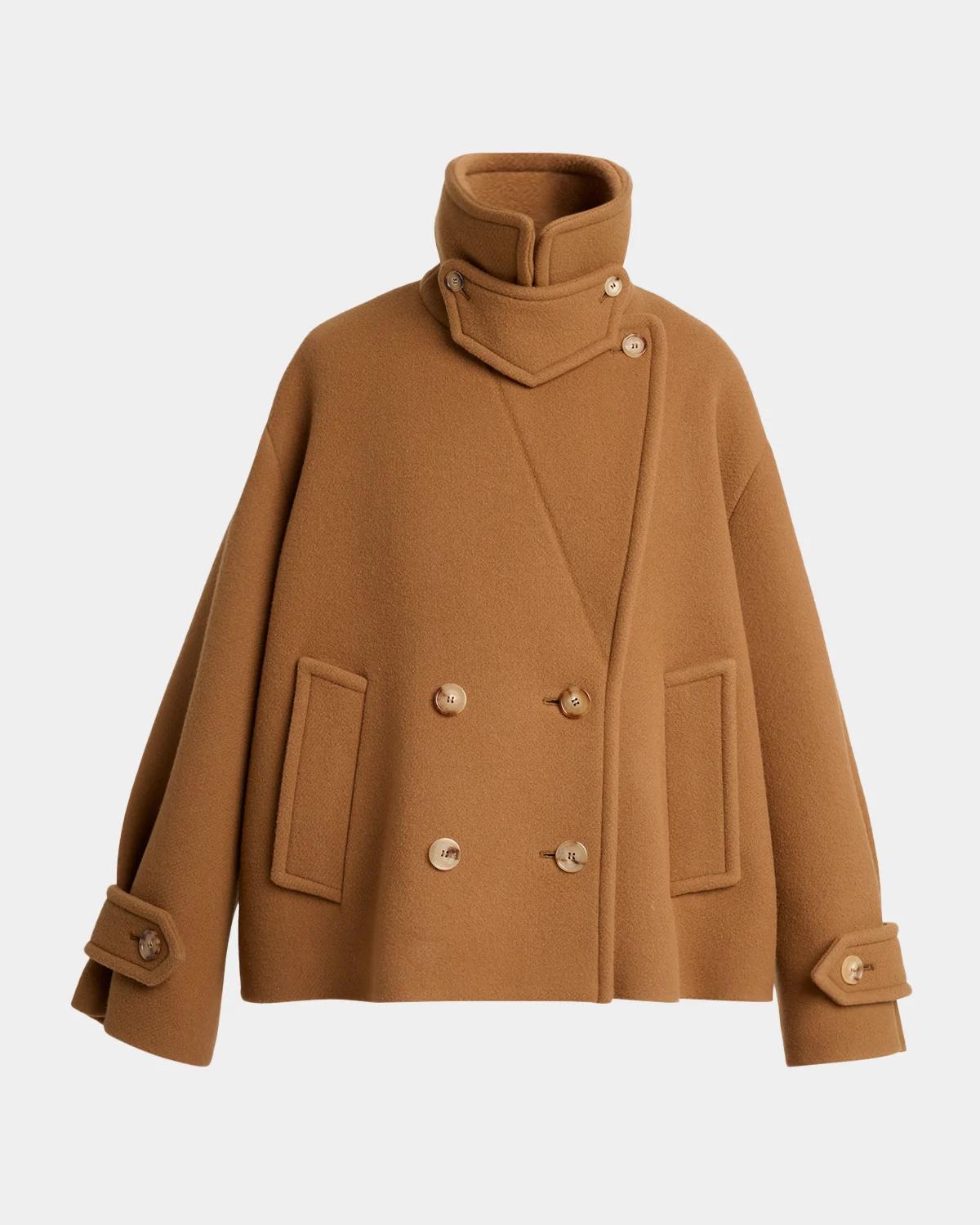 Virgin Wool-Blend Double-Breasted Peacoat