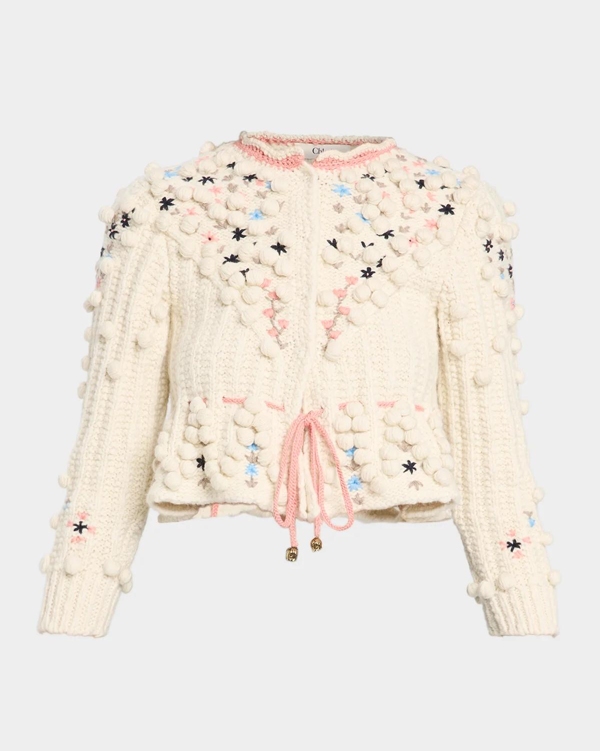 Popcorn Knit Crop Peplum Cardigan