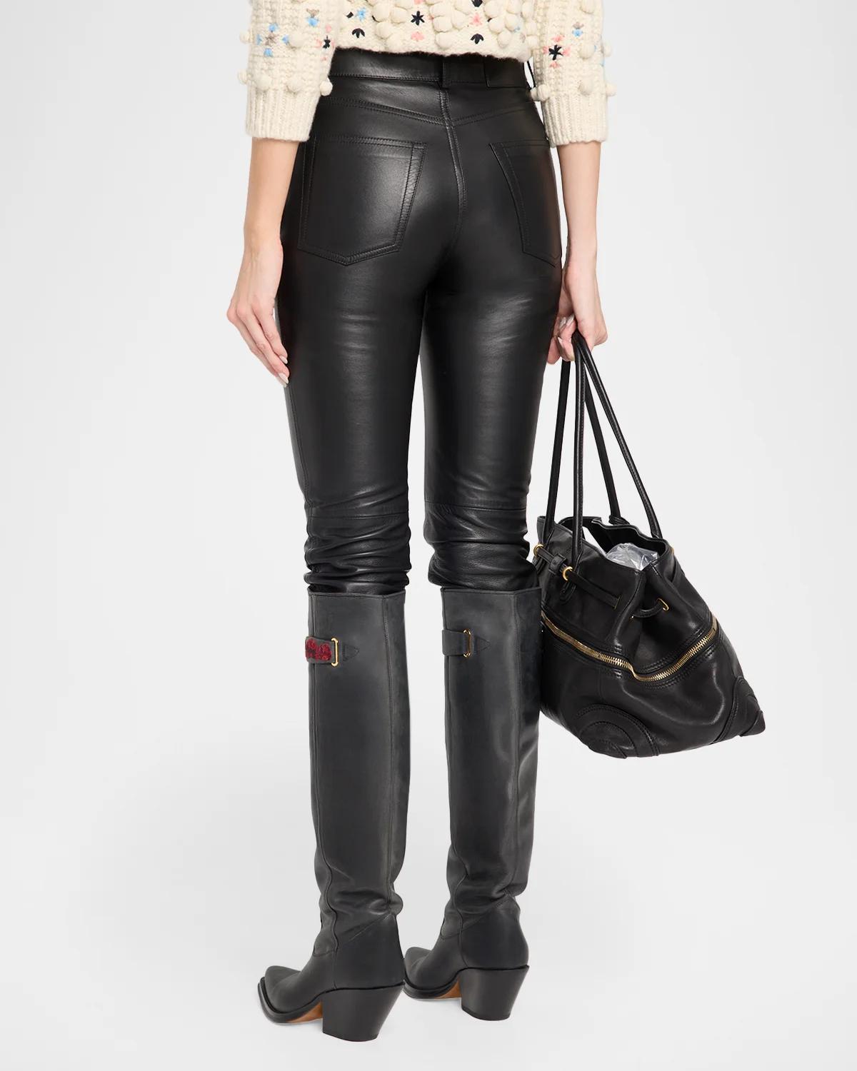Leather Skinny-Leg Trousers - thumbnail 3