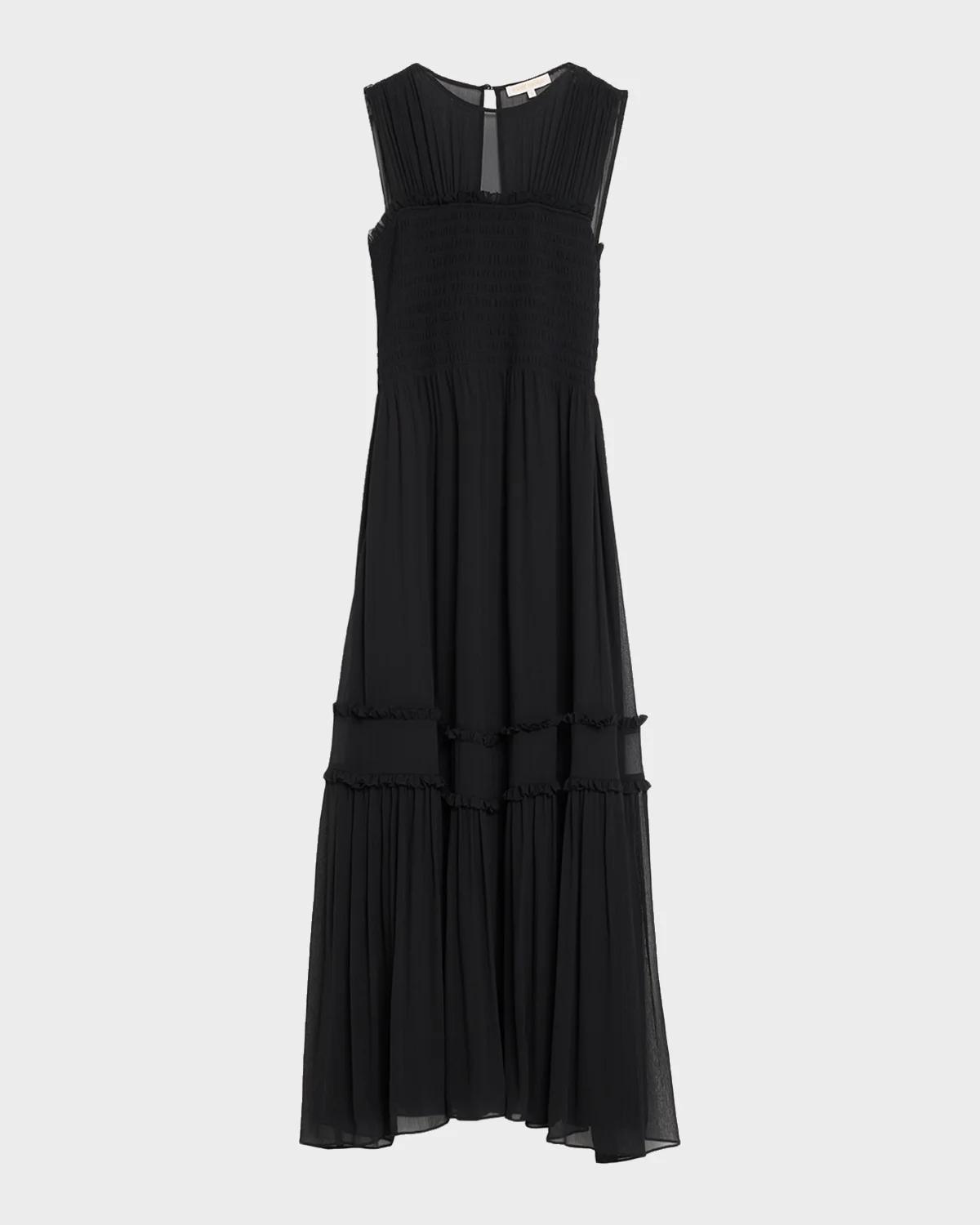 Mila Smocked Silk Midi Dress