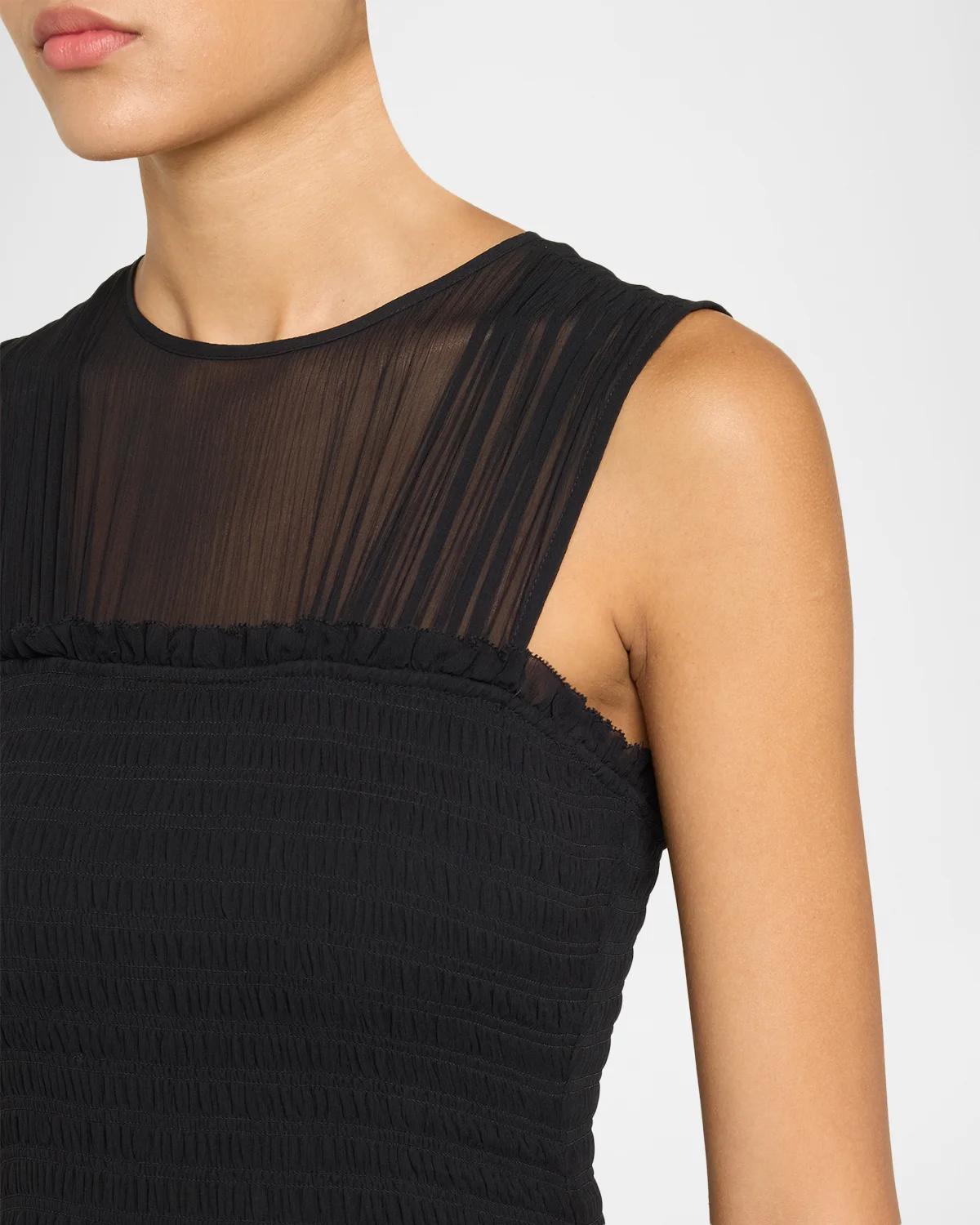Mila Smocked Silk Midi Dress - thumbnail 5