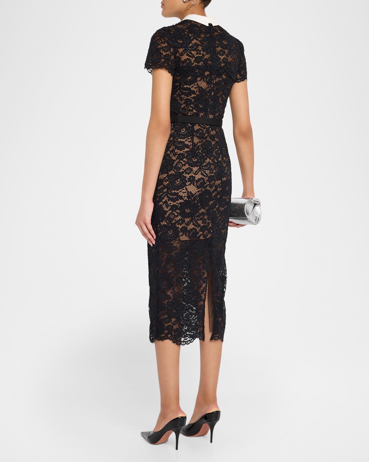 Lace Contrast Collar Midi Dress - thumbnail 3