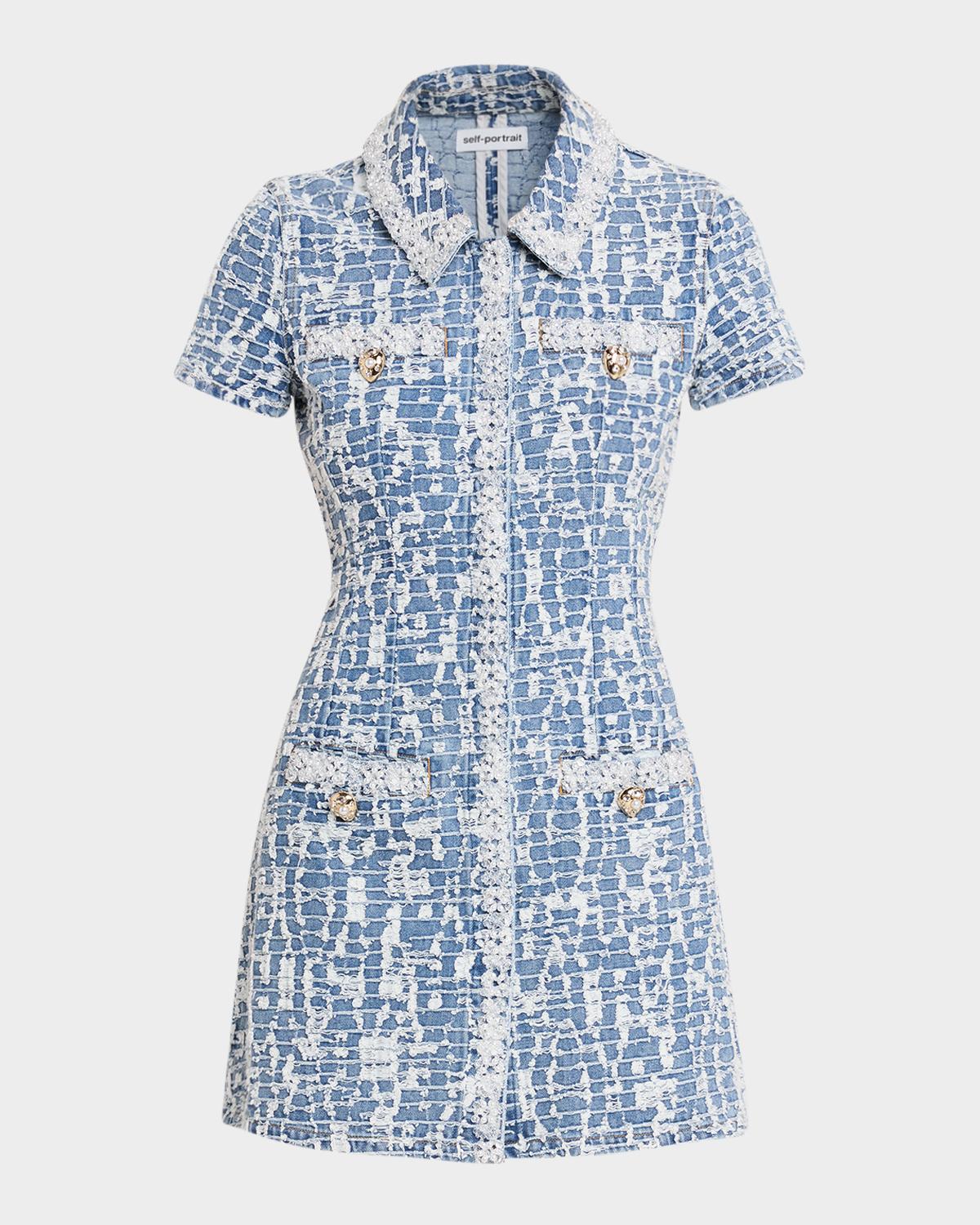 Textured Denim Mini Shirtdress