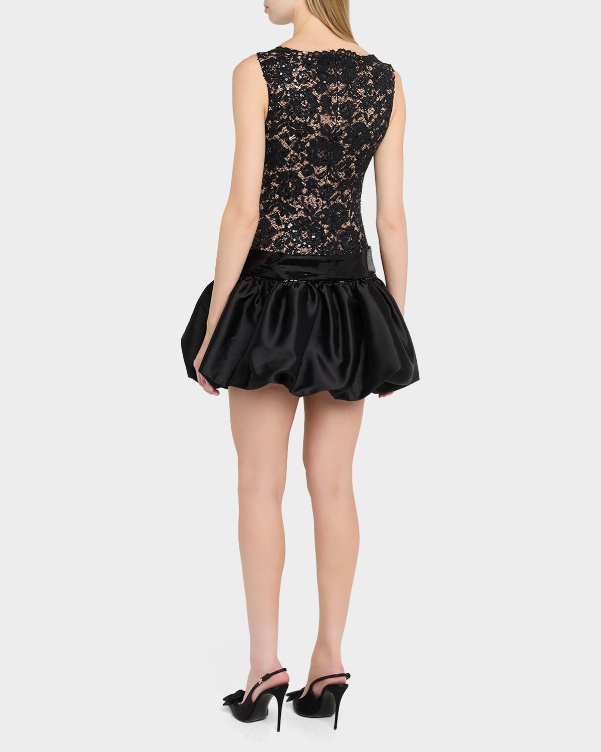 Sleeveless Lace Bubble-Hem Mini Dress - thumbnail 3