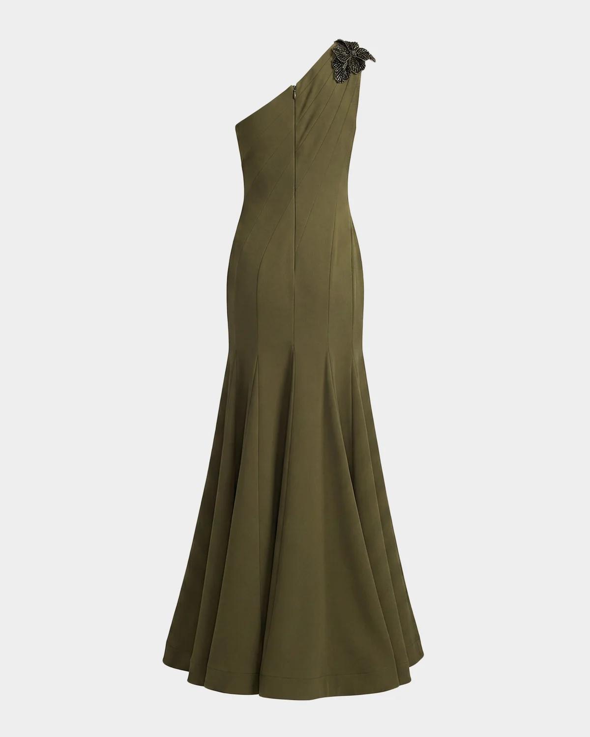 Seamed Crepe One-Shoulder Gown - thumbnail 4