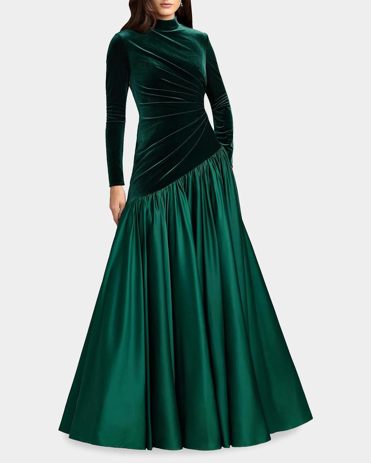 Mixed-Media Asymmetric Ballgown - thumbnail 3
