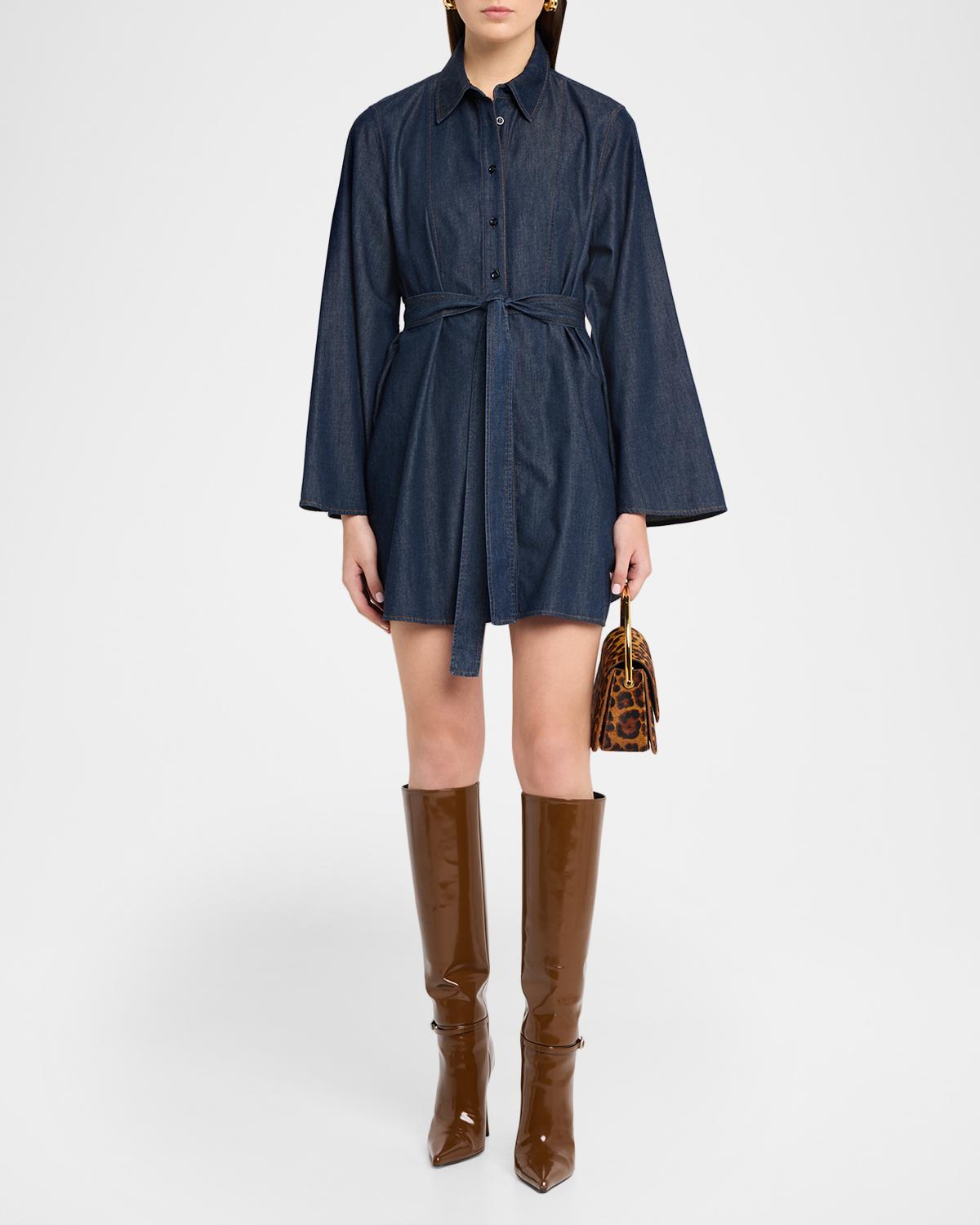The Denim Tuxedo Belted Mini Dress - thumbnail 2