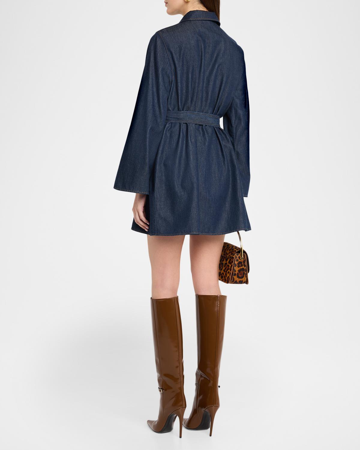 The Denim Tuxedo Belted Mini Dress - thumbnail 3