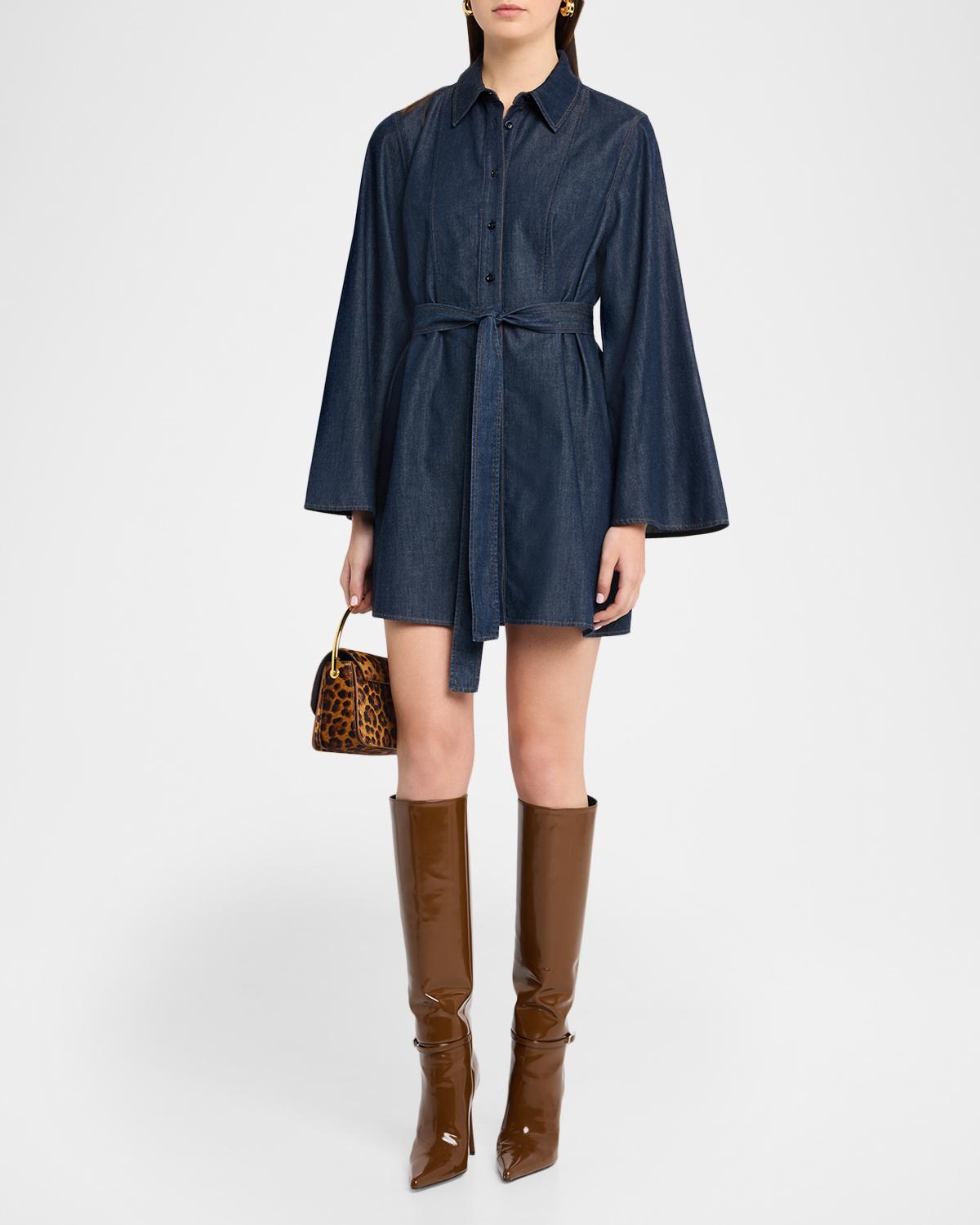 The Denim Tuxedo Belted Mini Dress - thumbnail 4