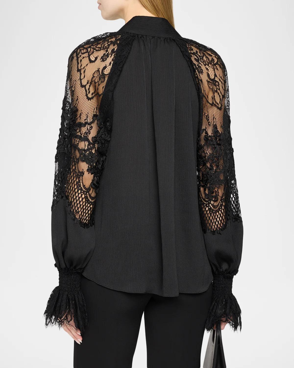 Thea Lace-Inset Scarf Blouse - thumbnail 3