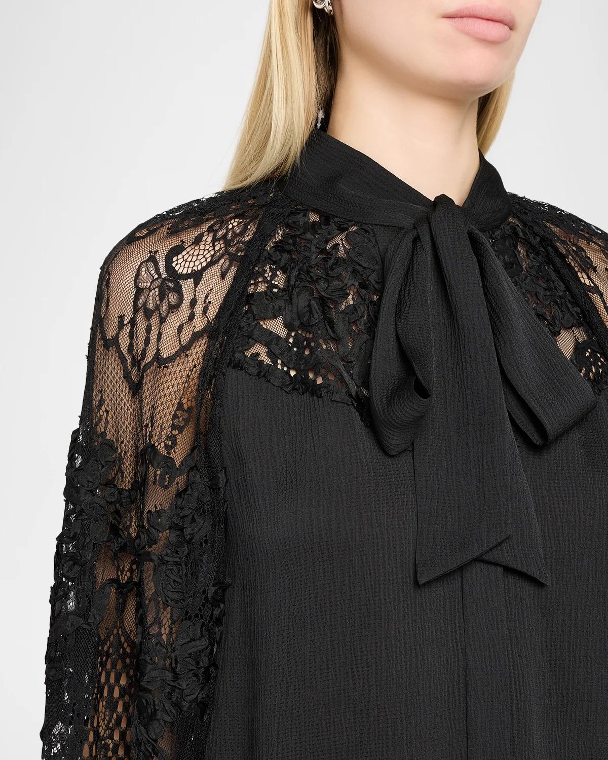 Thea Lace-Inset Scarf Blouse - thumbnail 5