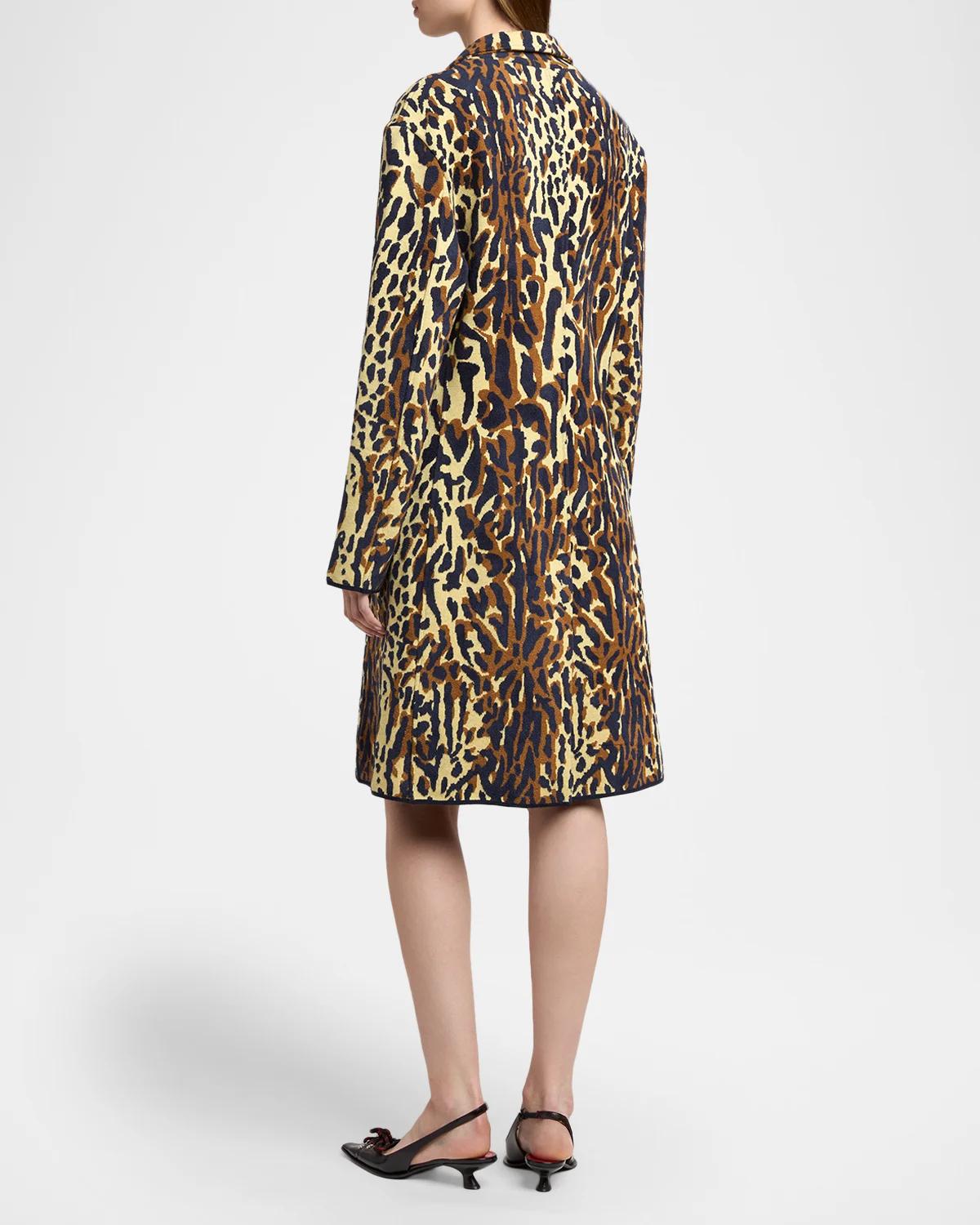 Leopard Knit Wool-Cashmere Single-Breasted Coat - thumbnail 3