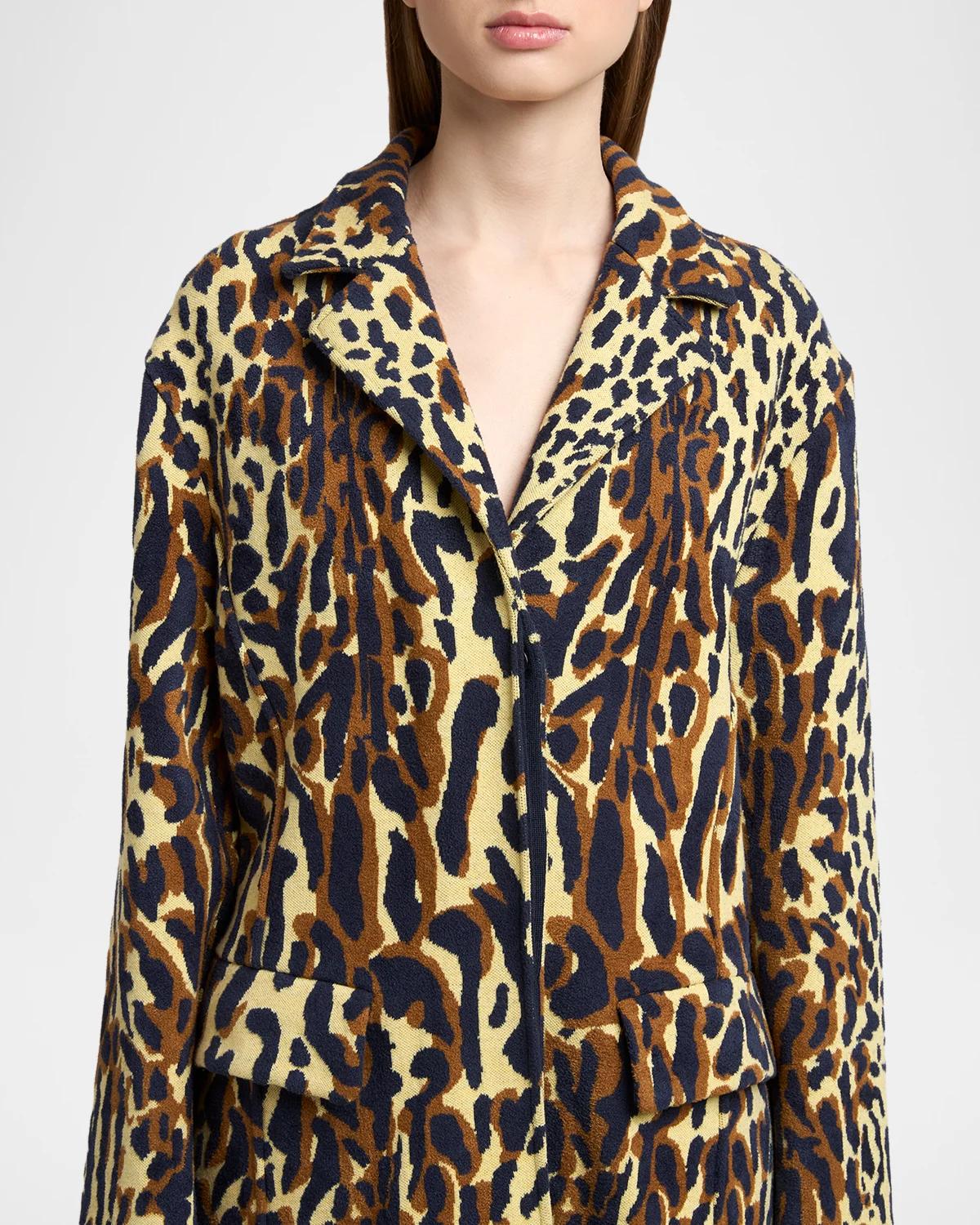 Leopard Knit Wool-Cashmere Single-Breasted Coat - thumbnail 5