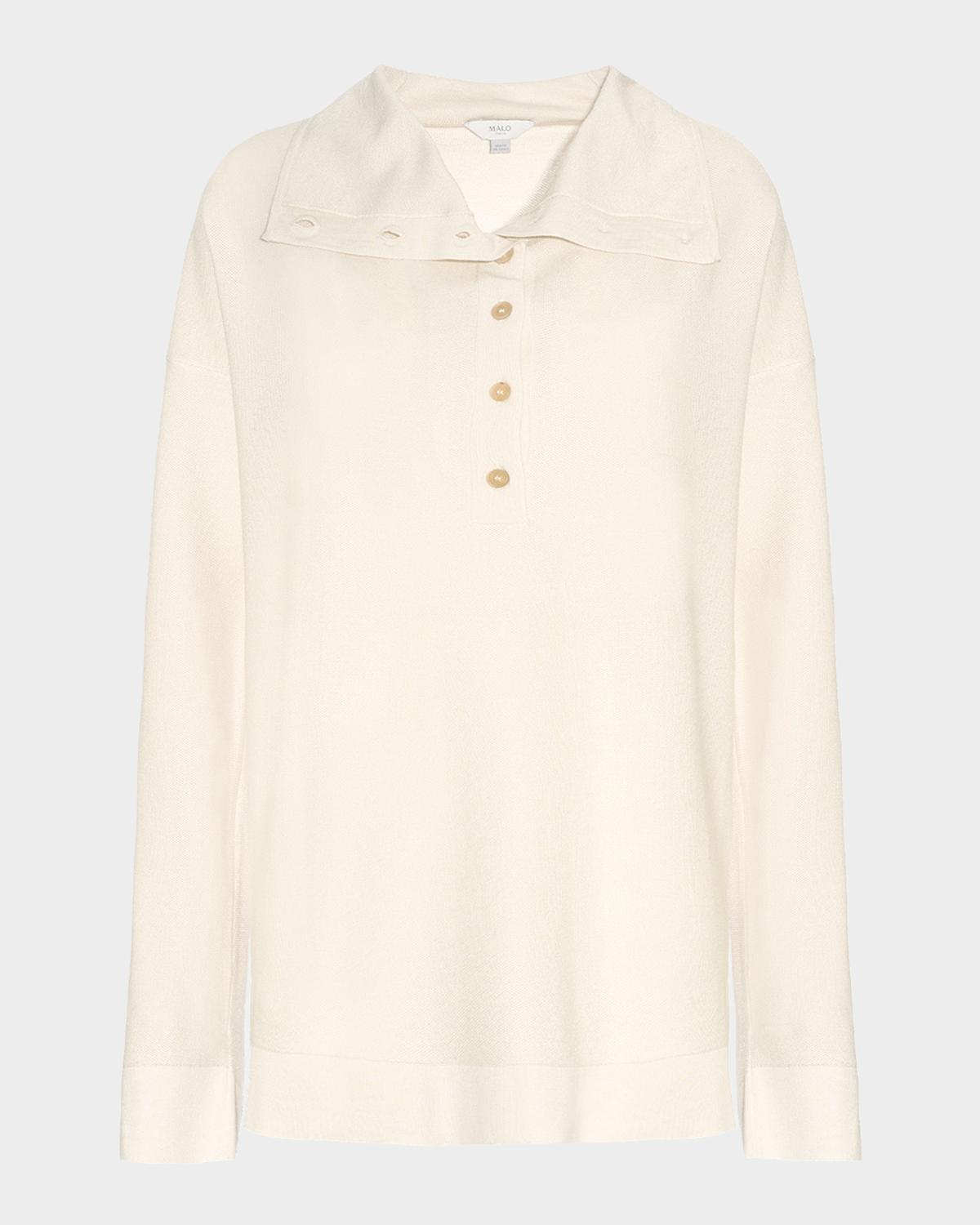 Piqu Virgin Wool-Silk Sweater