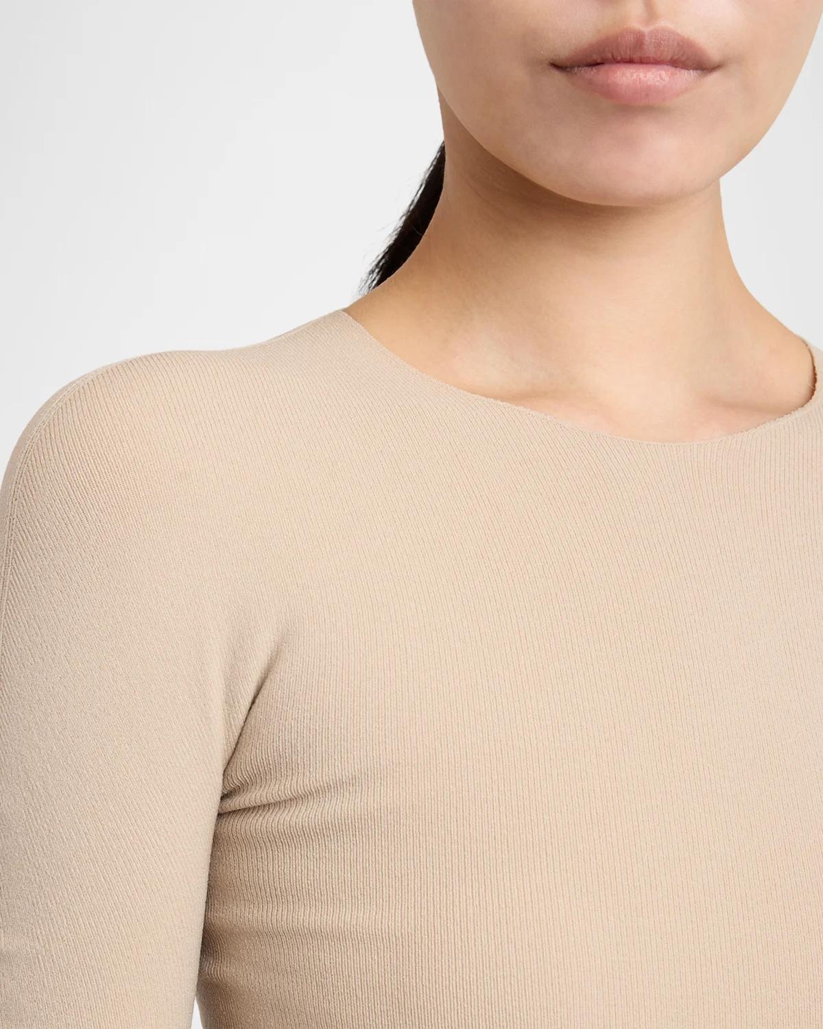 Fine Silk-Wool Knit Crewneck Sweater - thumbnail 5
