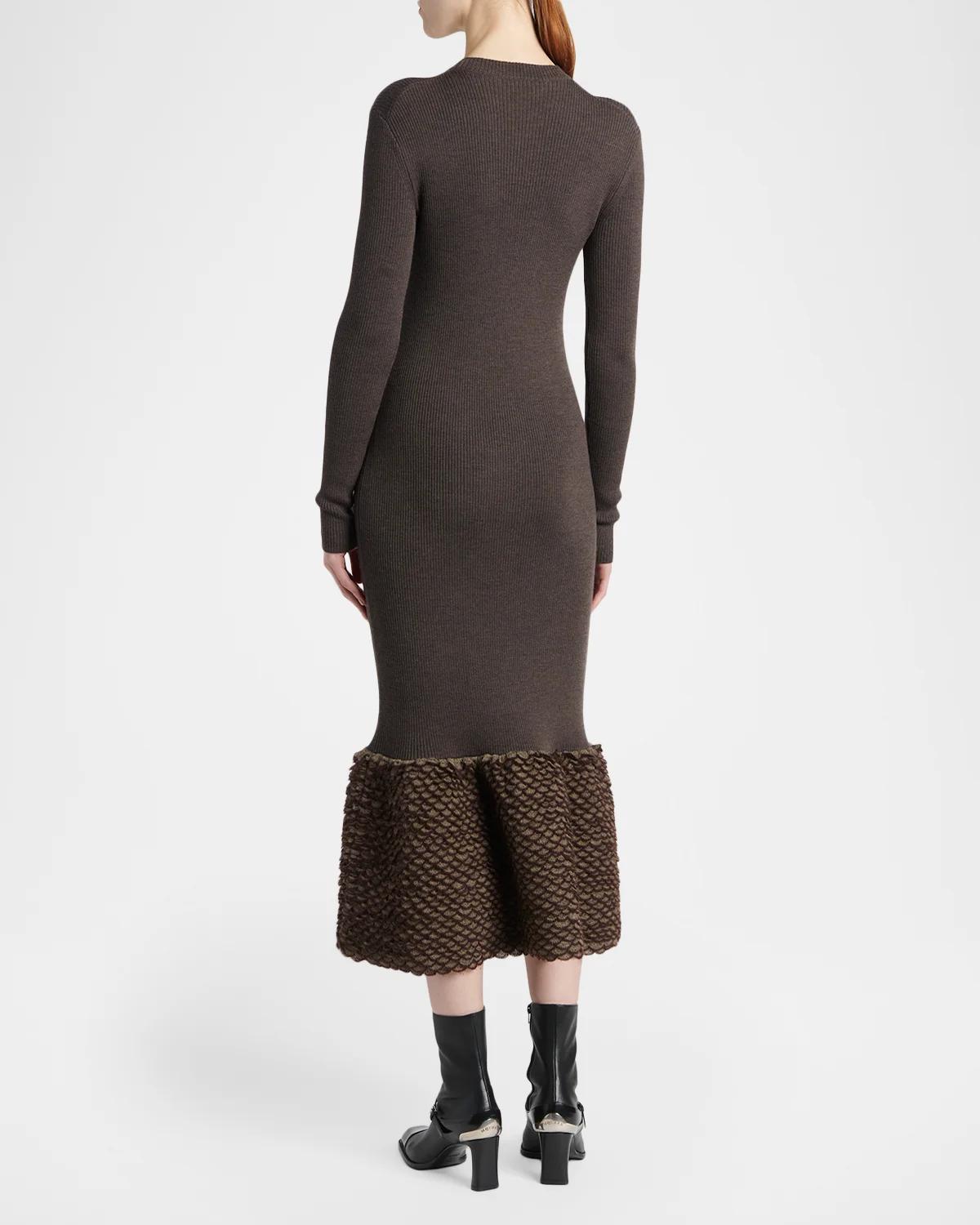 Rib-Knit Wool Midi Dress - thumbnail 3