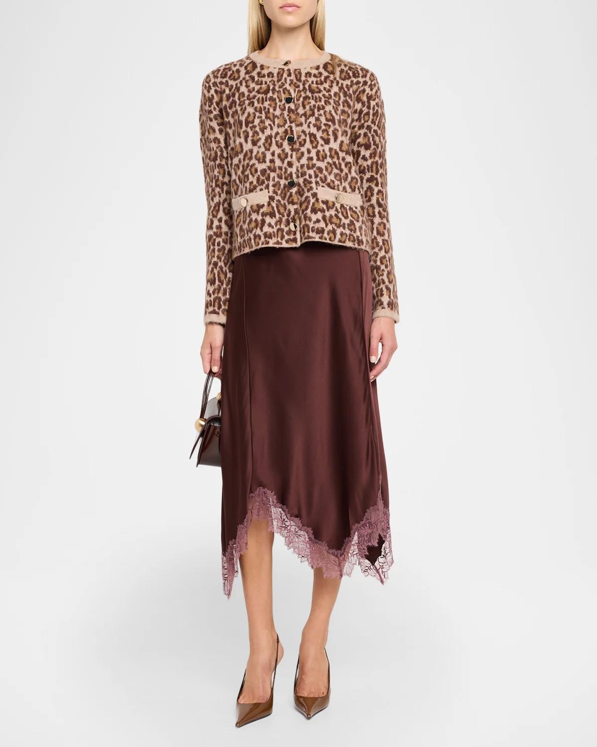 Keri Asymmetric Lace-Trim Midi Skirt - thumbnail 2