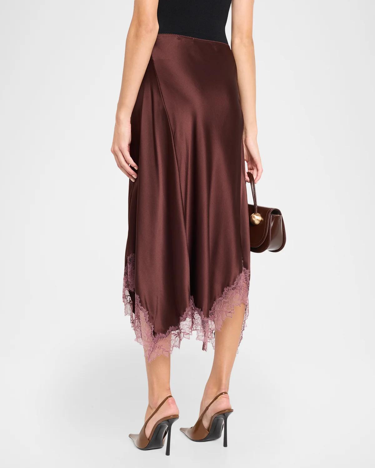 Keri Asymmetric Lace-Trim Midi Skirt - thumbnail 3