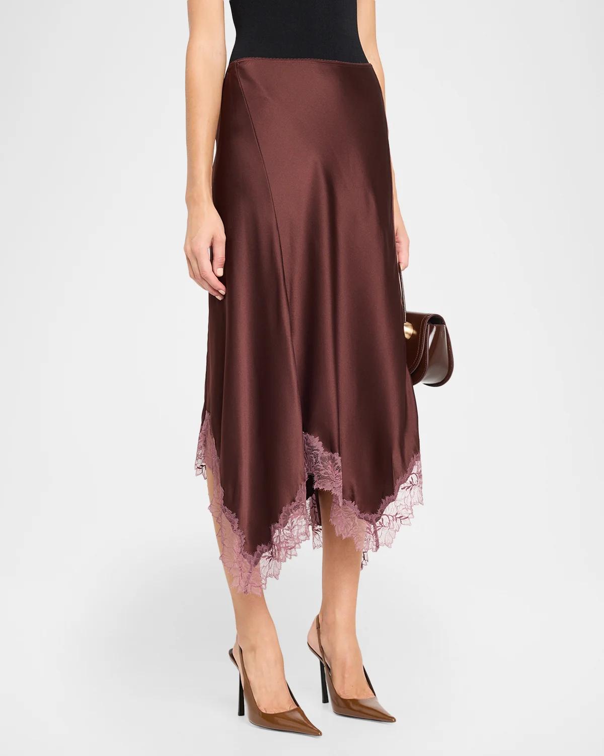 Keri Asymmetric Lace-Trim Midi Skirt - thumbnail 4