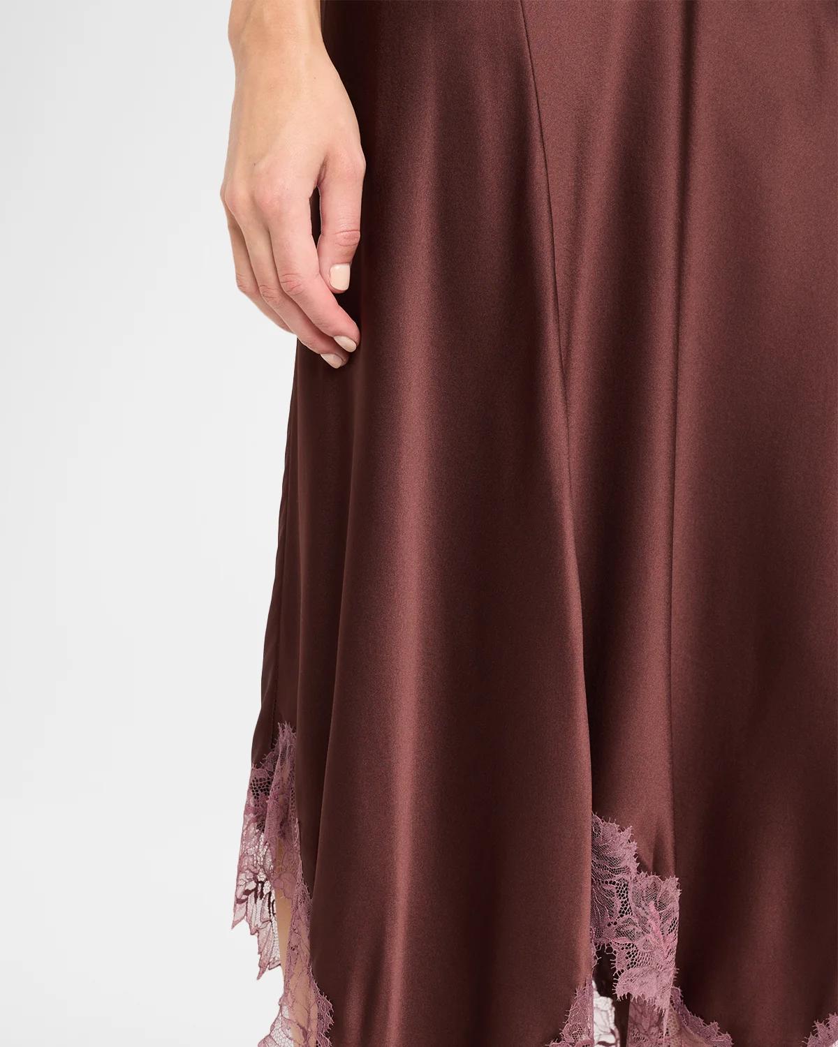 Keri Asymmetric Lace-Trim Midi Skirt - thumbnail 5