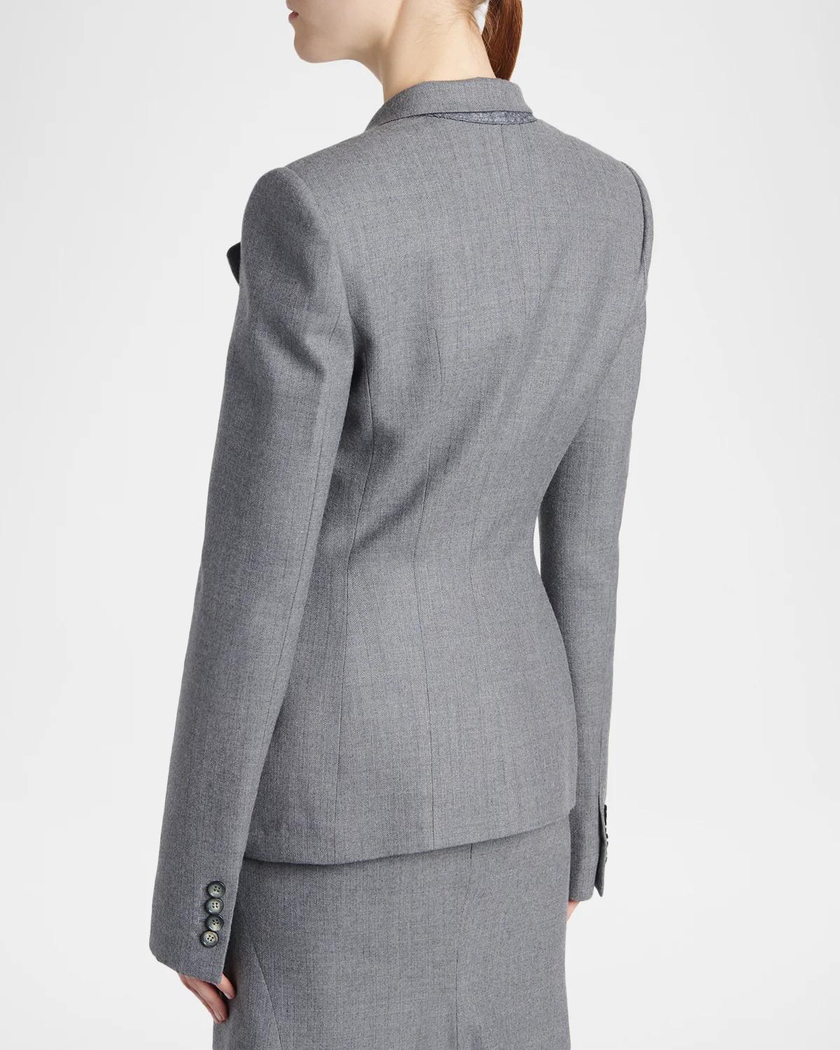 Cross Lapel Structured Wool Jacket - thumbnail 3