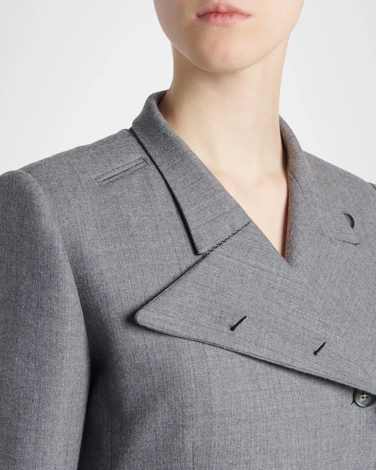 Cross Lapel Structured Wool Jacket - thumbnail 5